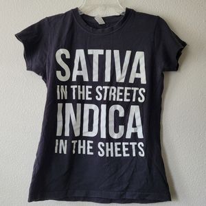 Novelty Shirt Tee Sativa Indica Black Funny Womens